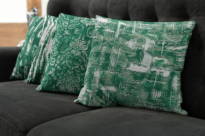 Ambesonne Vintage Throw Pillow Cushion Case Pack of 4, Abstract Grunge Effect Brushstrokes and Waving Striping Stains Paisley Drops, Modern Accent Double-Sided Digital Printing, 18", Forest Green
