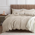 Bedsure Cotton Duvet Cover Set - 100% Cotton Waffle Weave Beige Duvet Cover California King, GentleSoft™ and Breathable Cal King Bedding Set for All Season, 3 Pieces, 104"x98"
