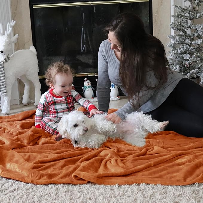 Bedsure GentleSoft Fleece Blanket Twin Size Burnt Orange - 300GSM Lightweight Plush Fuzzy Cozy Soft Warm Blanket for Bed, Sofa, Couch, Travel, Camping, 60x80 inches
