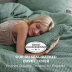 Bedsure Cotton Duvet Cover King - 100% Cotton Waffle Weave Green Duvet Cover King Size, GentleSoft™ and Breathable Bedding for All Season, 3 Pieces, 104"x90"