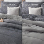 Bedsure Queen Comforter Set - Cooling and Warm Bed Set, Dark Grey Reversible Bedding for All Season, 3 Pieces, 1 Queen Size Comforter (88"x88") and 2 Pillow Cases(20"x26")