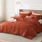 Bedsure Queen Comforter Set - Burnt Orange Soft Bedding for All Seasons, Cationic Dyed Bed Set, 3 Pieces, 1 Queen Size Comforter (90"x90") and 2 Pillow Shams (20"x26"+2")