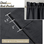 Aiyufeng Black Sheer Curtains 45 Inch Length 2 Panels, Short Linen Curtains for Kitchen, Small Window Curtains Window Treatment Privacy with Light Filtering for Cafe/Bathroom, Each 30Wx45L Inch, Black