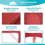 DREAMCARE Twin XL Sheet Sets – 3pcs Cooling Sheets – up to 15” Deep Pocket Twin XL Sheets Set – Hotel Luxury Sheets & Pillowcases – Superior Softness 100% Fine Microfiber with Side Pocket – Burgundy