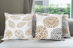 Ambesonne Vintage Throw Pillow Cushion Case Pack of 4, Bohemian Ornamental Leaves Dahlia Pattern Geometric Art Curlicue, Modern Accent Double-Sided Digital Printing, 18", Pale Brown Grey White