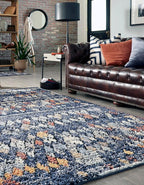 Rugs.com Morocco Collection Rug – 5' x 8' Navy Blue High-Pile Rug Perfect for Living Rooms, Large Dining Rooms, Open Floorplans