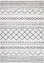 SAFAVIEH Arizona Shag Collection Area Rug - 6'7" x 9'2", Ivory & Black, Moroccan Design, Non-Shedding & Easy Care, 1.6-inch Thick Ideal for High Traffic Areas in Living Room, Bedroom (ASG741Z)