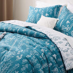 Bedsure California King Comforter Set - Teal Blue Bed Set, 3 Pieces Cute Floral Bedding, 1 Soft Reversible Botanical Flowers Comforter and 2 Pillow Shams