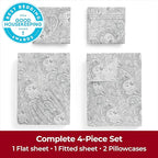 Mellanni Extra Deep Queen Sheets - 4 PC Iconic Collection Bedding - Hotel Luxury, Ultra Soft, Cooling Bed Sheets - Wrinkle, Fade, Stain Resistant (Queen, Paisley Gray)