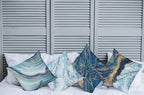 Ambesonne Marble Print Throw Pillow Cushion Case Pack of 4, Modern Themed Pastel Stone Stain Look Veins Aquatic, Tones for Decorative Home Accent Double-Sided Digital Printing, 16", Pale Blue Indigo