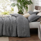 Bedsure Queen Comforter Set - Charcoal Grey Soft Bedding for All Seasons, Cationic Dyed Bed Set, 3 Pieces, 1 Queen Size Comforter (90"x90") and 2 Pillow Shams (20"x26"+2")