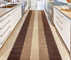 Custom Size Modern Geometric Pattern Carpet Runner Rug for Hallways, Slip Resistant Latex Rubber Backed, 31 inch Wide X Customized Length, Squares Brown, 31 inch X 22 feet