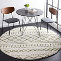 SAFAVIEH Arizona Shag Collection 6'7" Round Ivory/Green ASG741Y Moroccan Non-Shedding Entryway Foyer Living Room Bedroom Kitchen 1.2-inch Thick Area Rug