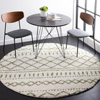 SAFAVIEH Arizona Shag Collection 6'7" Round Ivory/Green ASG741Y Moroccan Non-Shedding Entryway Foyer Living Room Bedroom Kitchen 1.2-inch Thick Area Rug