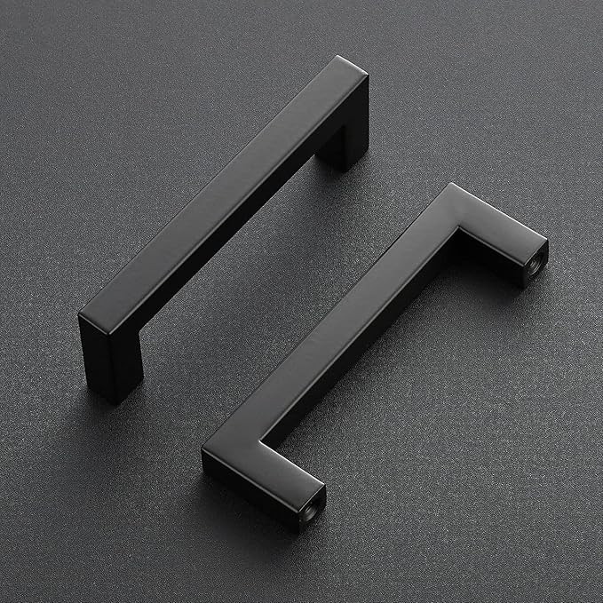 Ravinte 20 Pack 4 Inch Square Cabinet Handles Matte Black Pulls Drawer Pulls Kitchen Hardware Handles