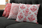 Ambesonne Retro Throw Pillow Cushion Case Pack of 4, Trellis Grid Medieval Floral Damask Mandala Flower Ornament in Modern Monochrome, Modern Accent Double-Sided Digital Printing, 16", Dark Coral
