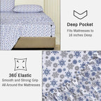 RUVANTI Flannel Sheets Full Size - 100% Cotton Double Brushed Bed Sheets Set, Deep Pockets 16 Inches, All Seasons Breathable & Extra Soft Full Sheets, Warm & Cozy, 4 Piece, Snow Flake Grey