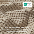 Bedsure Cooling Waffle Duvet Cover Queen - Cotton Blend Rayon Derived from Bamboo Duvet Cover Set for Hot Sleepers, Breathable Bedding Set with a Vintage Charm, 3 Pieces (Taupe, Queen, 90"x90")