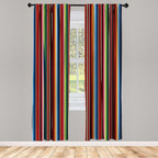Ambesonne Cinco de Mayo Curtains, Mexican Serape Colorful Stripes Vertical Lines Latino Illustration, Window Treatments 2 Panel Set for Living Room Bedroom Decor, Pair of - 28" x 63", Burgundy Blue