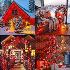 JMEXSUSS 33ft 100 LED Red Battery Operated Lights with Remote, Red Christmas Lights Battery Operated, Christmas String Light Indoor Outdoor for Tree House Yard Xmas Decor