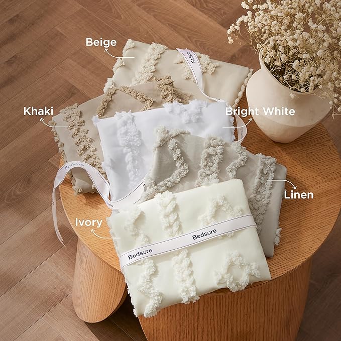 Bedsure Tufted Boho Comforter Set California King Size - Ivory Boho Bed Set, GentleSoft™ 3 Pieces Farmhouse Shabby Chic Embroidery Bedding, Gifts for Woman, Soft Jacquard Comforter for All Seasons