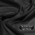 KEQIAOSUOCAI 63 inches Long Living Room Sheer Curtains - Eyelet Top Voile Sheer Draperies Privacy for Villa, W 54 by L 63 inch Length, 2 Panels,Jet Black