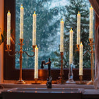 Da by 3 Pcs Flickering Flameless Battery Operated Taper Candle-Window Candles with Remote and Time-LED 3D Dynamic Flame-9.6 Inches for Wedding, Party,Home Decoration-Ivory