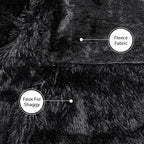 Tuddrom Decorative Extra Soft Faux Fur Throw Blanket 50" x 60",Reversible Fuzzy Long Hair Shaggy Throw Blankets, Fluffy Cozy Plush Fleece Comfy Microfiber Fur Blanket for Couch Sofa Bed, Black