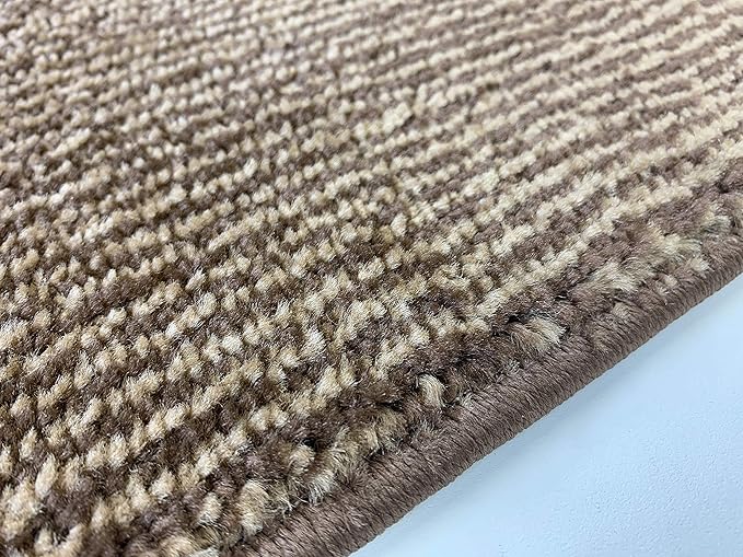 Custom Length Cut to Size Wide Width Carpet Runner Rug for Hallways, Slip Resistant Latex Rubber Backed, 31 inch Wide X Customized Length, Stripe Brown, 31 inch X 6 feet