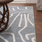 JONATHAN Y Graphic Lines High-Low Indoor Area Rug 4X6 Blue/White, Alcina Modern Scandinavian for Living Room, Bedroom, Kitchen, Easy-Cleaning, High Traffic, Pet-Friendly, Non-Shedding SND102D-4