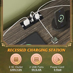 WLIVE Black TV Stand for 45, 50, 55 inch TV, Entertainment Center with LED Lights & Charging Station, TV Media Console Table with 8 Fabric Drawers and Open Shelves for Living Room, Hallway, Wood Top