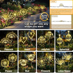 Anordsem Solar Lights Outdoor Decorative: Bendable Copper Wire with 120 LED Firework Beads - Waterproof 2 Warm Lighting Modes Yard Garden Patio - Christmas Gifts for Homeowner Over 30