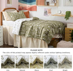 Bedsure Twin/Twin XL Comforter Set - Olive Green Bed Set, 2 Pieces Cute Floral Bedding, 1 Soft Reversible Botanical Flowers Comforter and 1 Pillow Sham