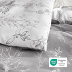 Bedsure California King Comforter Set - Grey Bed Set, 3 Pieces Cute Floral Bedding, 1 Soft Reversible Botanical Flowers Comforter and 2 Pillow Shams