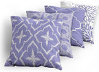 Ambesonne Vintage Throw Pillow Cushion Case Pack of 4, Monochrome Design Grid Trellis Quatrefoil Mesh and Dahlia Flowers Modern Print, Modern Accent Double-Sided Digital Printing, 18", Lavender White