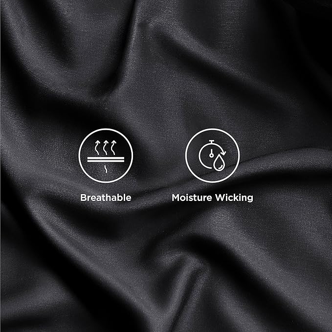Bedsure Full Size Bed Sheets, Cooling Sheets, Rayon Derived from Bamboo, Breathable & Soft, Deep Pocket Up to 16 Inches, Hotel Luxury Silky Bedding for Hot Sleepers, Black