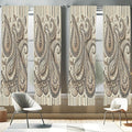 Ambesonne Paisley Window Curtains Pack of 2, Delicate Bohemian Leafy Motives on Stripes in Neutral Muted Colors, Lightweight Set with Rod Pocket, 4 Panels of - 28" x 84", Warm Taupe Ivory and Sepia