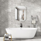 Silver Wall Mirror-Beveled Edge Frameless Mirror for Bathroom, Vanity, Bedroom, Rectangle Mirrors （20X28inch）
