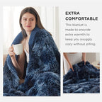 Bedsure GentleSoft Fluffy Tie Dye Navy Blue Blankets Queen Size for Bed, Thick Sherpa Faux Fur Fleece Fuzzy Plush Winter Warm Soft Queen Blankets, Bedroom Decor Blue Cozy Gifts for Women Men, 90x90