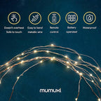 MUMUXI 2 Pack 33ft 100 LED Fairy Lights with Timer, Ourdoor Battery-Powered Twinkle and Remote Control, Christmas String Lights, Warm White Waterproof Decorative Lighting for Holidays and Events