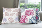 Ambesonne Vintage Throw Pillow Cushion Case Pack of 4, Bohemian Ornamental Leaves Dahlia Pattern Geometric Art Curlicue Motif, Modern Accent Double-Sided Digital Printing, 24", Pink and Dark Sky Blue