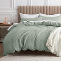 Bedsure Cotton Duvet Cover King - 100% Cotton Waffle Weave Sage Green Duvet Cover King Size, GentleSoft™ and Breathable Bedding Set for All Season, 3 Pieces, 104"x90"