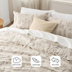 Bedsure Queen Comforter Set - Beige Bed Set, 3 Pieces Cute Floral Bedding, 1 Soft Botanical Flowers Comforter and 2 Pillow Shams