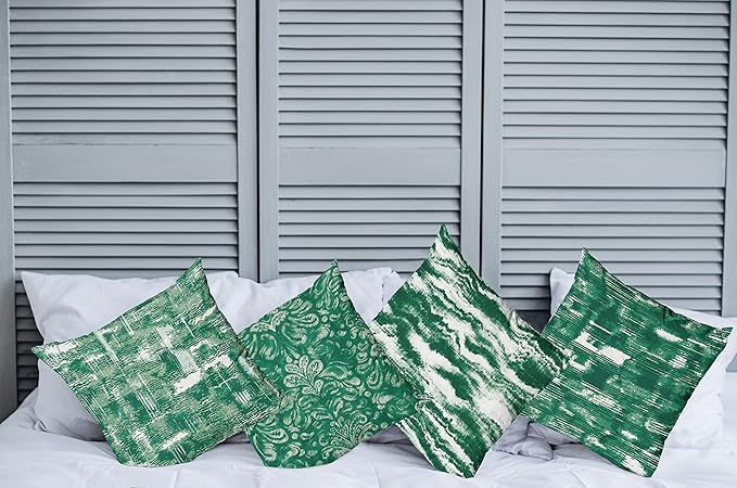 Ambesonne Vintage Throw Pillow Cushion Case Pack of 4, Abstract Grunge Effect Brushstrokes and Waving Striping Stains Paisley Drops, Modern Accent Double-Sided Digital Printing, 18", Forest Green