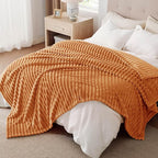 Bedsure GentleSoft Burnt Orange Full Blanket for Couch - Cozy Soft Fall Blankets for Women, Cute Small Fleece Throws for Girls, Birthday Gifts for Women, 84x90 Inches