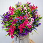 Artificial Flowers Outdoor Shrubs - 16 Bundles Fake Plants UV Resistant No Fade Faux Plastic Greenery Home Garden Porch Patio Decoration Office Indoor (1, Multi-16pcs)