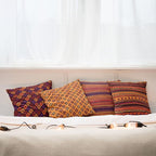 Ambesonne Ethnic Throw Pillow Cushion Case Pack of 4, Tribal Folkloric Pattern of Geometric Forms Shapes and Stripes Print, Modern Accent Double-Sided Digital Printing, 24", Orange Plum