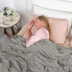 Tuddrom Decorative Extra Soft Faux Fur Blanket Twin Size 70" x 78",Solid Reversible Fuzzy Fluffy Cozy Plush Fleece Comfy Microfiber Blanket for Couch Sofa Bed,Quiet Grey