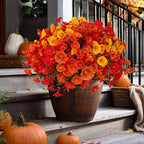 Artificial Fall Flowers Outdoor Fake Mums - 16 Bundles Fake Plants UV Resistant No Fade Faux Plastic Greenery Garden Morning Glory Home Decor (1, MixedFall 4 Colors)