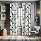Ambesonne Scandinavian Curtains, Viking Longboat Design Cartoon Style Character Illustration, Window Treatments 2 Panel Set for Living Room Bedroom, Pair of - 28" x 84", Blue Grey